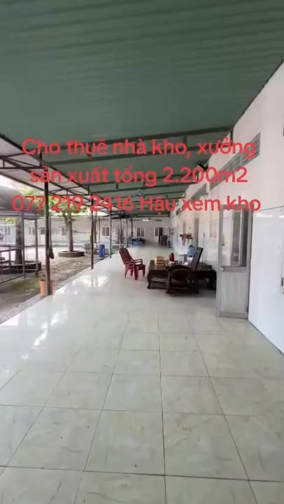 Cho thuê kho xưởng Châu Thành Tiền Giang 2200m² - Hoạt động ngay!