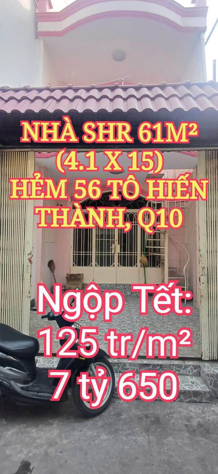 Nhà riêng 61m² Tô Hiến Thành, Q10 - Bán gấp 7.65 tỷ, sổ hồng sẵn!