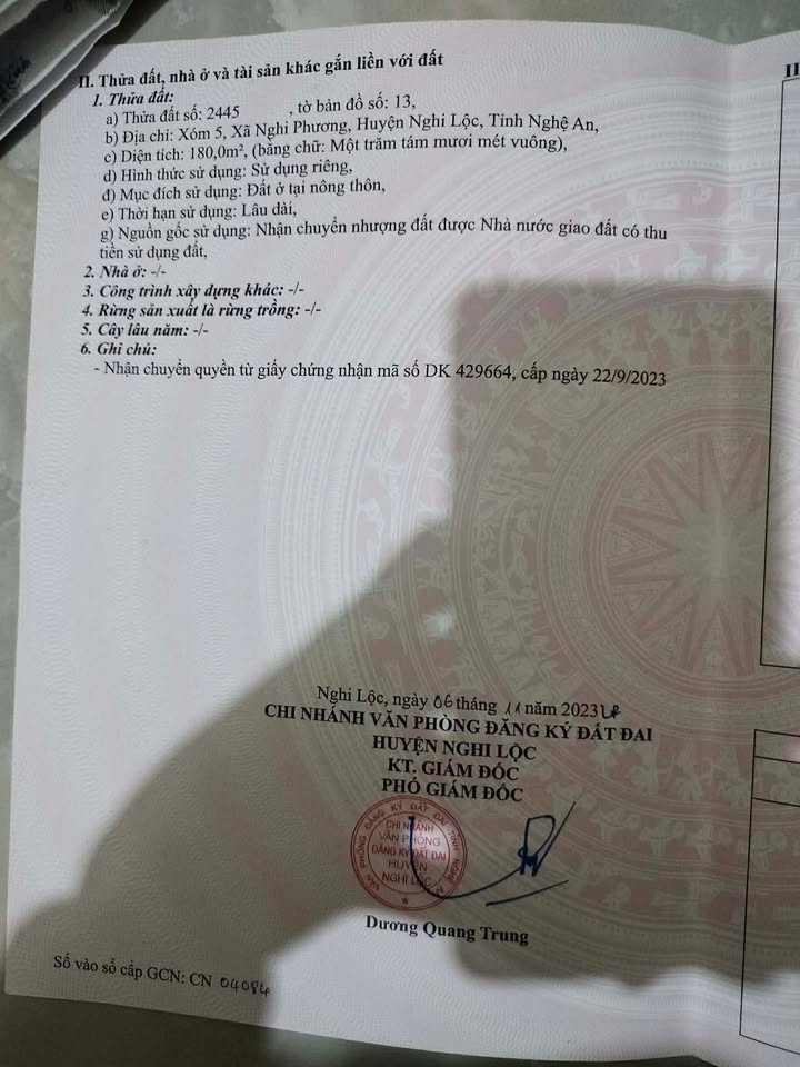 Đất đấu giá Nghi Phương 180m² - Sổ đỏ sẵn sàng - Giá 2.6 tỷ