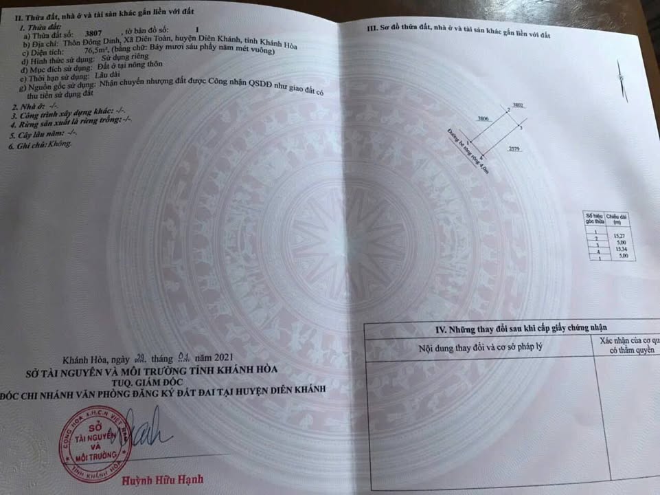 Đất nền Diên Toàn, Diên Khánh 76.5m² - Sổ đỏ chính chủ, 1.3 tỷ