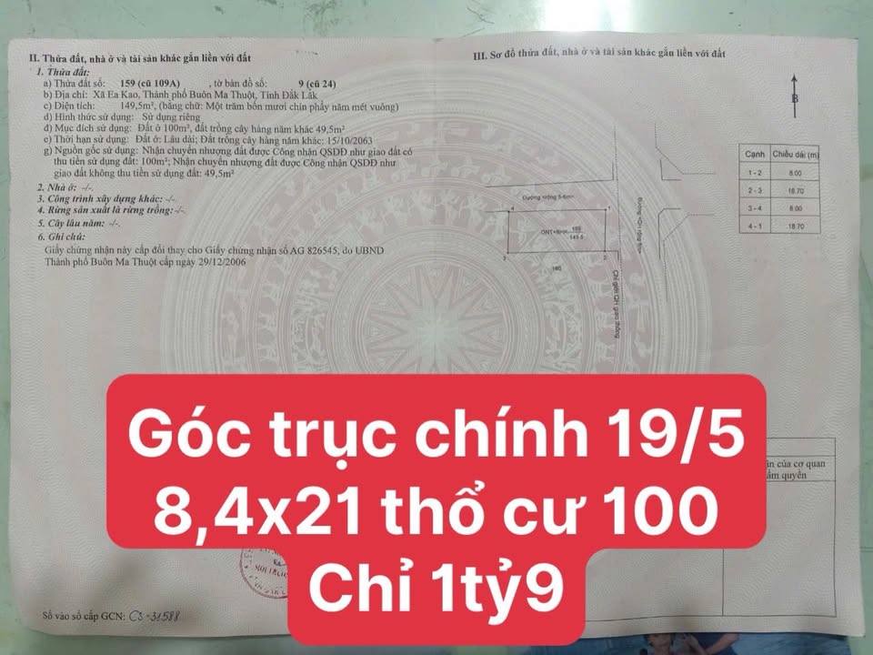 Bán Đất Buôn H’Đrak, Buôn Ma Thuột - 176m² Mặt Tiền Kinh Doanh, Sổ Đỏ Thổ Cư