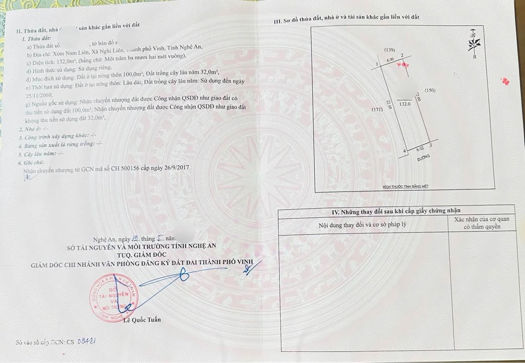 Đất nền Xóm Nam Liên, TP Vinh 132m² - Đường to ô tô, kinh doanh đỉnh!