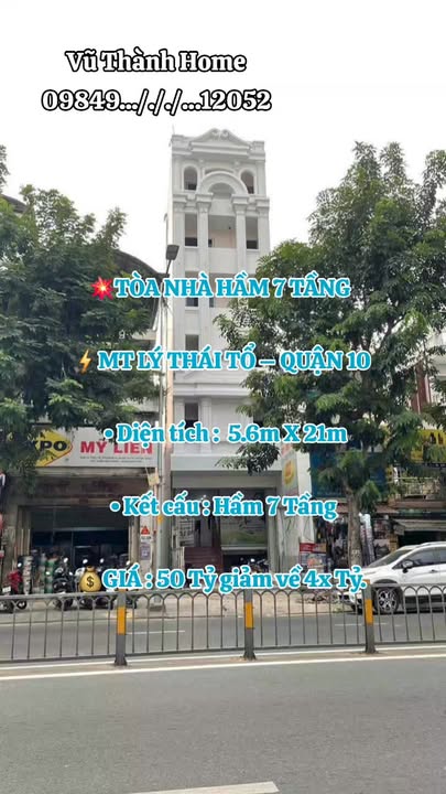 Tòa Nhà Mặt Tiền Lý Thái Tổ, Quận 10 - 7 Tầng, Giá 4x Tỷ
