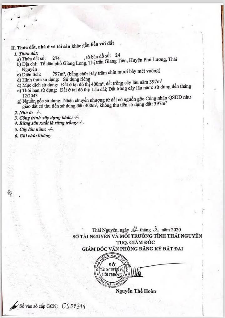 Đất nền Phú Lương 798m² giá hơn 2 tỷ - Sổ đỏ chính chủ, đường to!