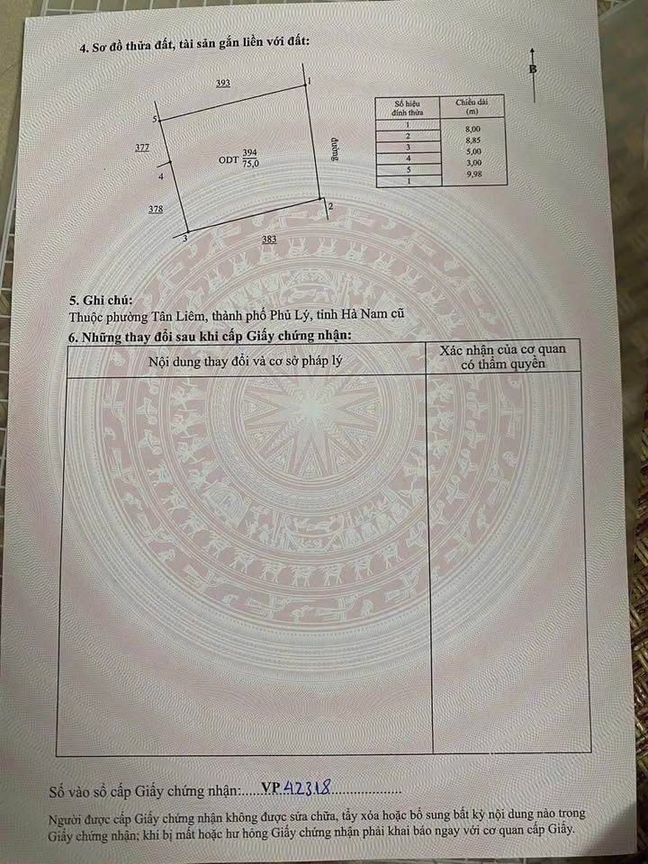 Đất Liêm Tuyền Phủ Lý 75m² - Sổ đỏ chính chủ, mặt tiền 8m!