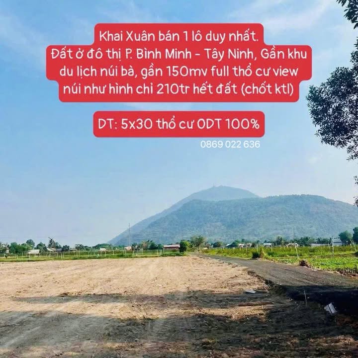 Đất thổ cư Tây Ninh 150m² 210 triệu - Đất thổ cư 100%