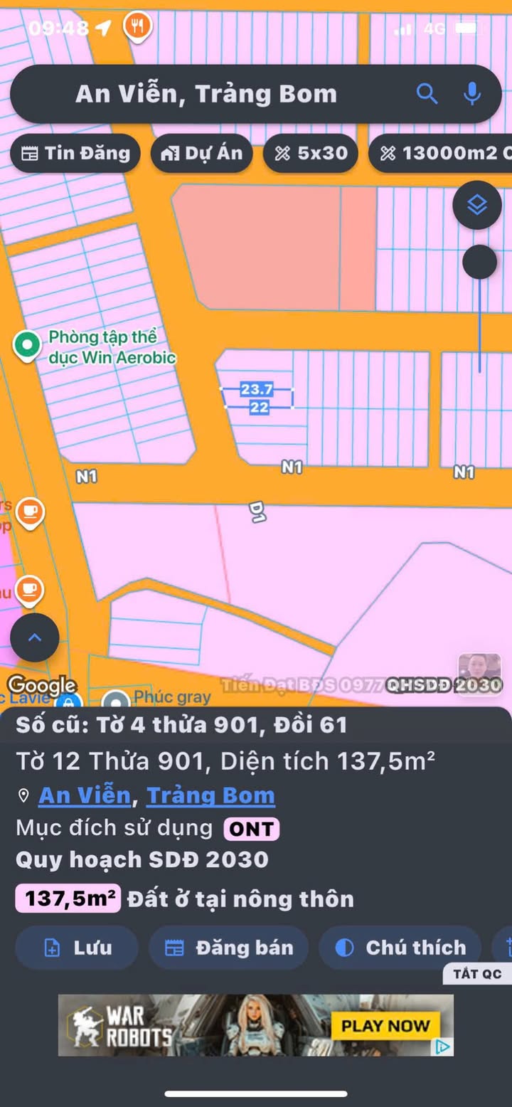 Đất nền sổ đỏ Đồi 61, Trảng Bom - 138m² - Giá 1.8 tỷ - Vị trí đắc địa