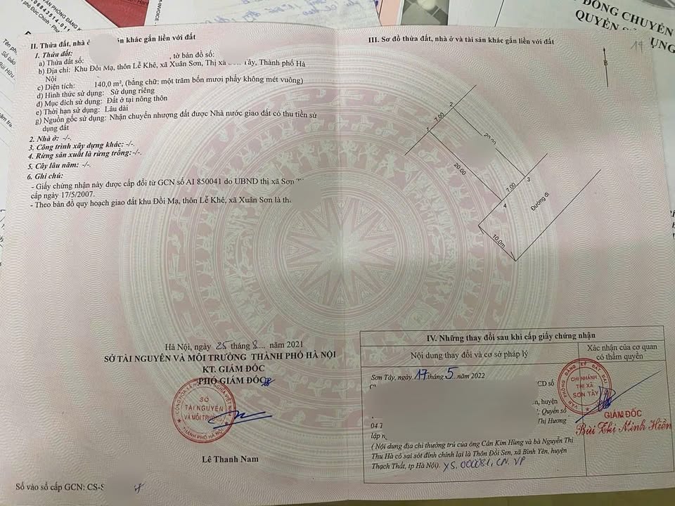 Đất nền Sơn Tây 140m² - Sổ đỏ chính chủ, xây dựng tự do!