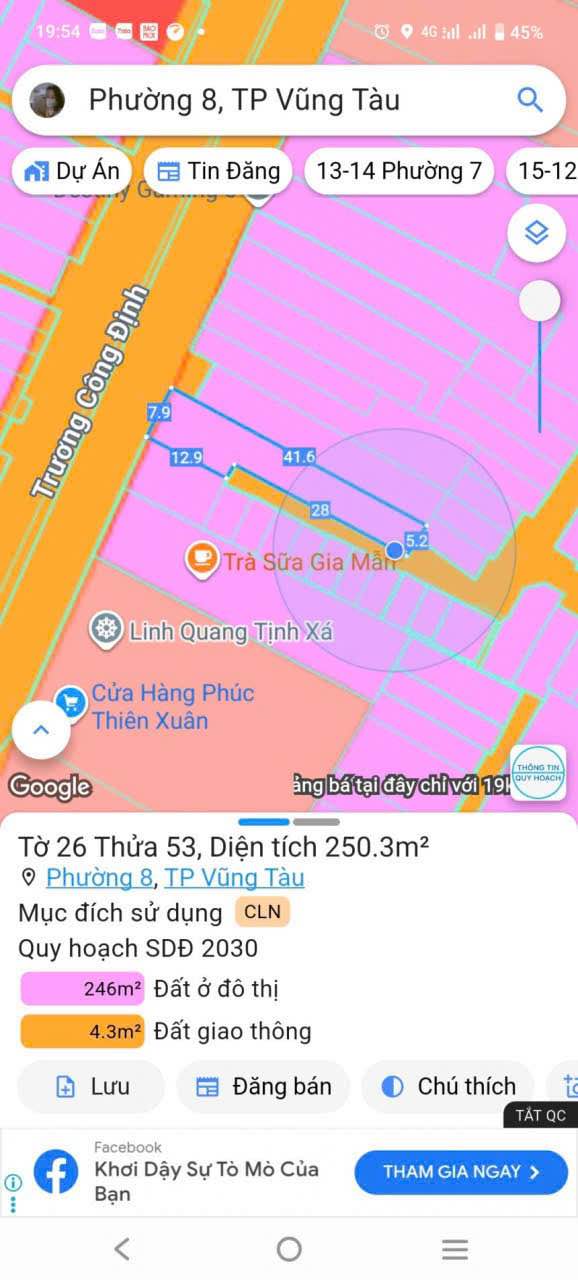 Đất Vũng Tàu Mặt Tiền Trương Công Định, 250m² Tặng Nhà KD Sầm Uất