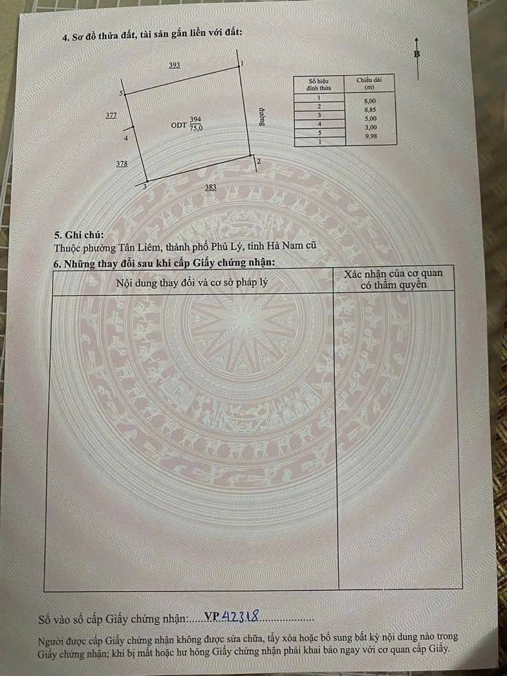 Bán đất Phủ Lý 75m² mặt tiền 8m - Sổ đỏ sẵn sàng