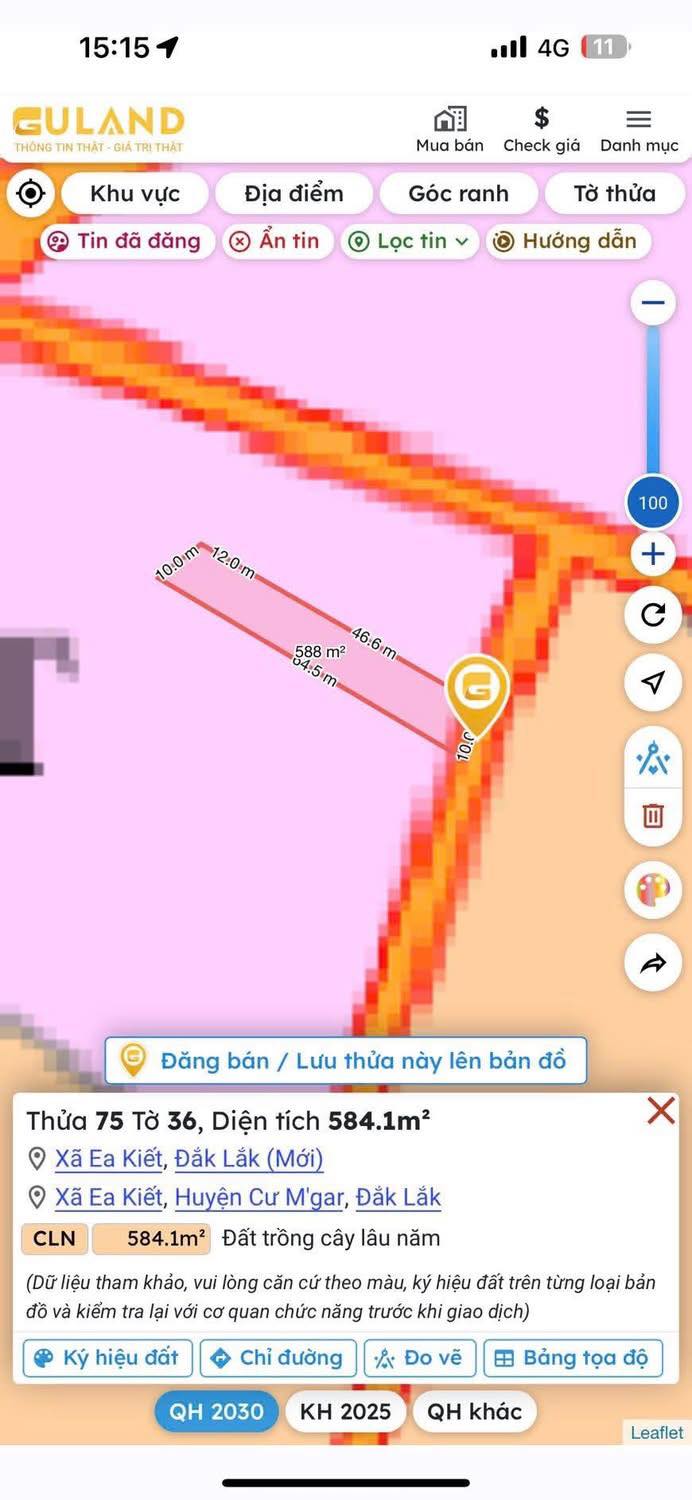 Đất Nền 580m² Ea Kiết, Đắk Lắk - Sổ Hồng Riêng, Giá 300 Triệu