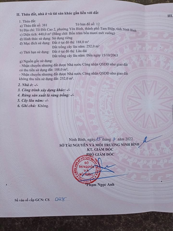 Đất nền Phường Yên Bình 440m² - Sổ đỏ chính chủ, giá tốt!