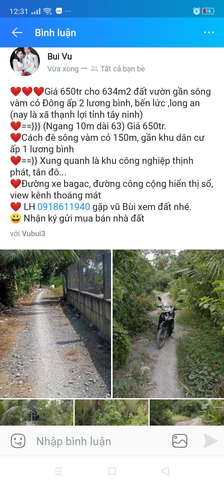 Đất Vườn 634m² Long An - Sổ Hồng, Giá Tốt 650 Triệu