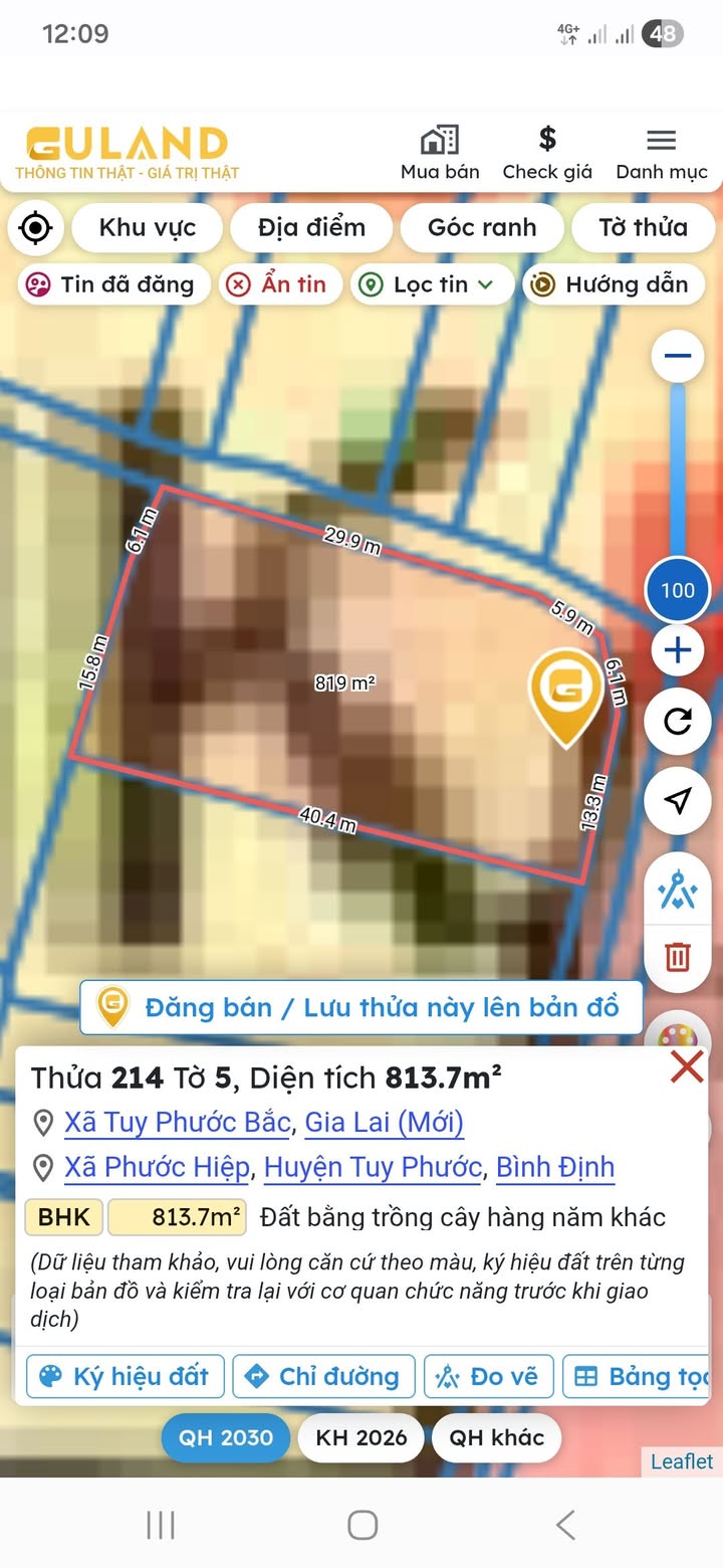 Đất vườn Phước Hiệp Tuy Phước 817m² - Giá đầu tư tốt!