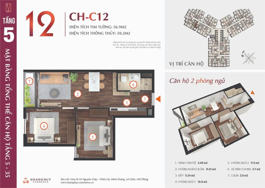 Căn hộ Hoàng Huy Commerce 50.2m² giá 2.2 tỷ - Giá tốt hiếm có!