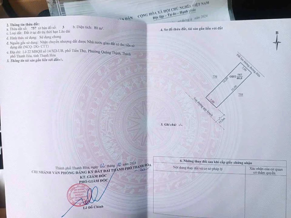 Bán Đất Đô Thị Thanh Hóa 80m² - Mặt Tiền 5m - Sổ Hồng Riêng