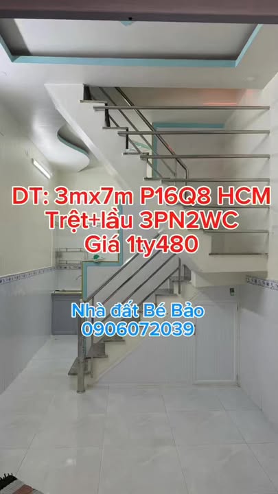 Nhà Hẻm Trương Đình Hội Q8 - 3PN, 3 Tầng, Giá 1.48 Tỷ