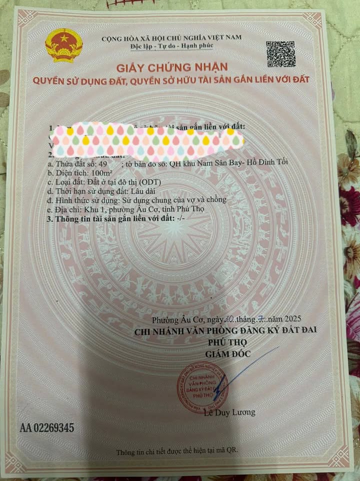 Đất nền 100m² Nam Sân Bay, Việt Trì - Sổ đỏ, giá 2.6 tỷ