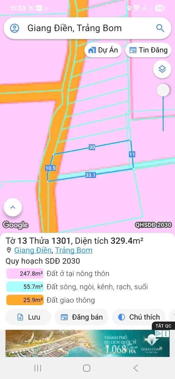 Bán Đất Vườn Giang Điền, Trảng Bom 1000m² Sổ Riêng - Đầu tư Sinh lời