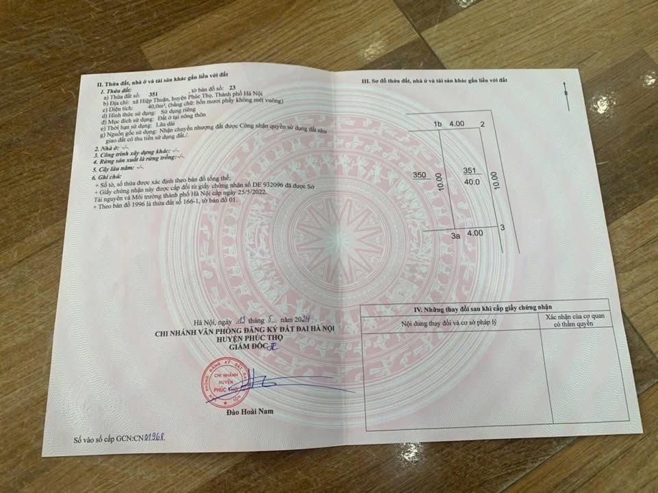 Đất Nền Phúc Thọ 40m² - Sổ Đỏ Vuông Vắn, Ô Góc Giá Tốt