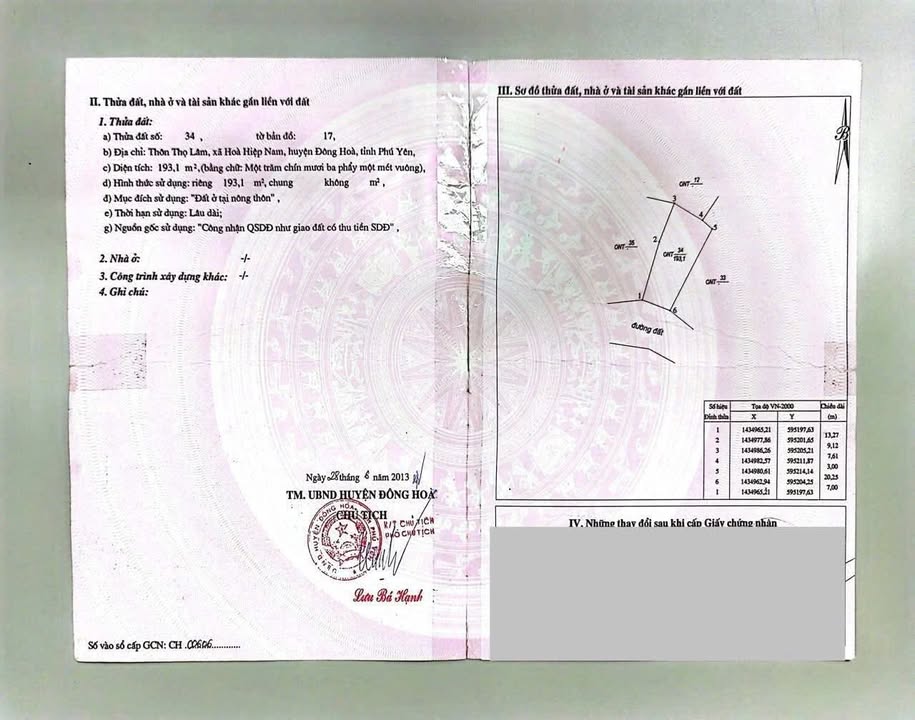 Đất Nền 193m² Mặt Tiền Lương Tấn Thịnh - Đông Hòa, Phú Yên - 1.29 Tỷ