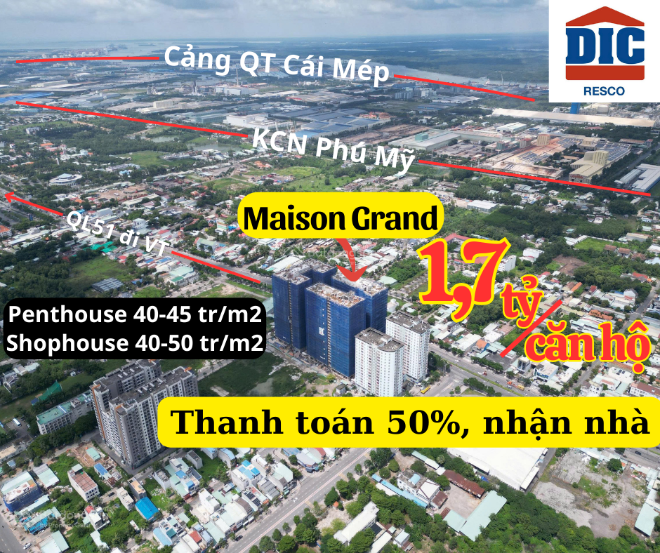 Căn hộ Maison Grand Phú Mỹ 51m² giá 1.7 tỷ - Chủ đầu tư uy tín!