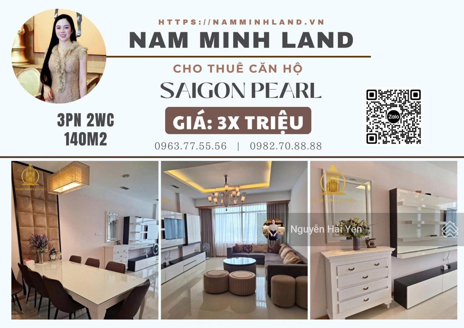 Cho thuê căn hộ Saigon Pearl 142m² - 3PN, view sông Sài Gòn, giá 35 triệu
