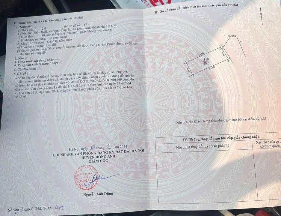 Đất nền Thôn Đoài, Nam Hồng, Đông Anh 80m² - Sổ đỏ chính chủ!