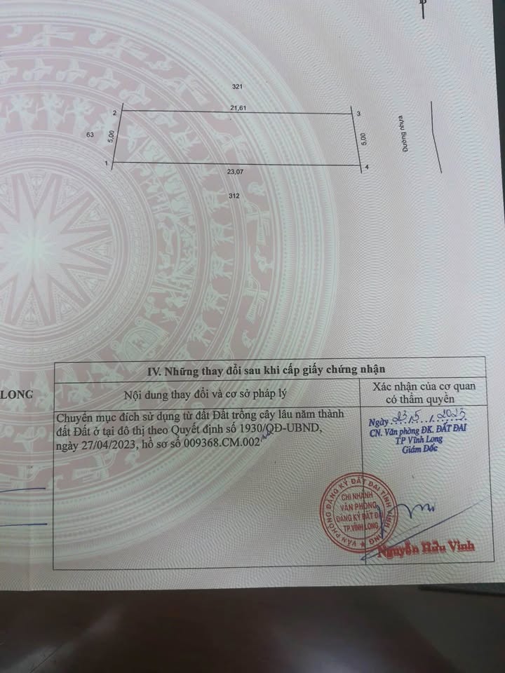 Bán đất nền Tân Ngãi, Vĩnh Long 110.5m² - Sổ hồng thổ cư, ô tô tới đất