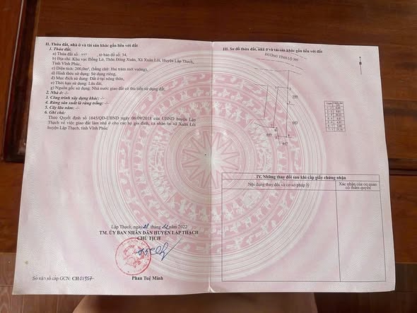 Đất nền Lập Thạch 200m² full thổ cư, mặt tiền 6.2m - Sẵn sàng kinh doanh