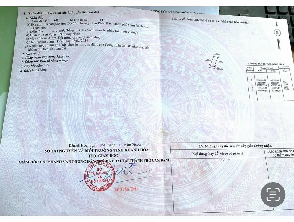 Đất nền Cam Ranh 313.4m² chỉ 1.5 tỷ - Đầu tư sinh lời!