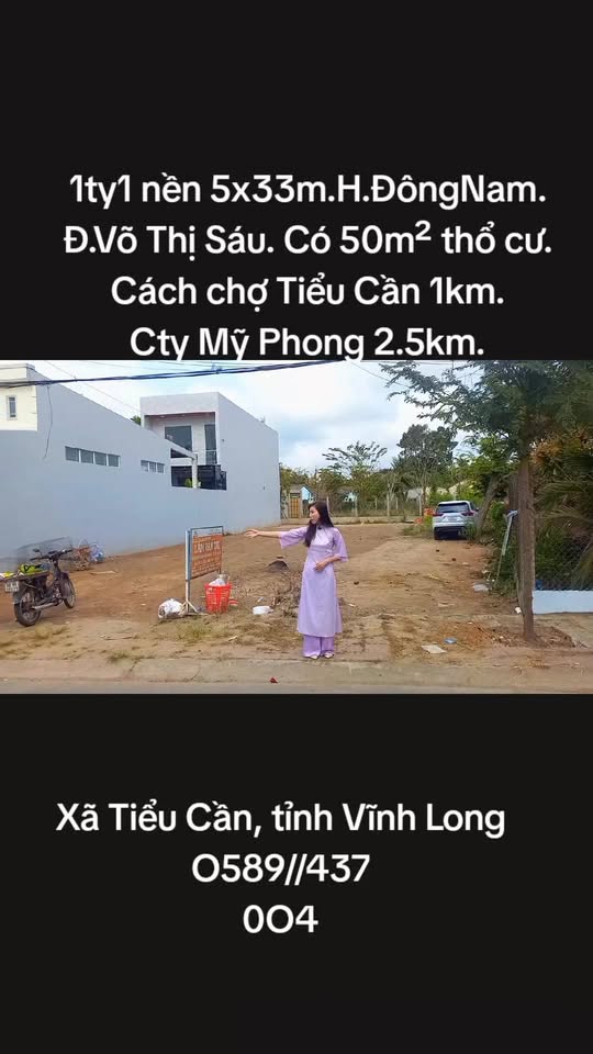 Đất Nền Trà Vinh 166m² - Mặt Tiền Võ Thị Sáu - Tặng Vàng Mùa Tết