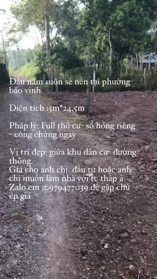 Đất nền Phường Bảo Vinh, Long Khánh 123m² - Sổ đỏ chính chủ!