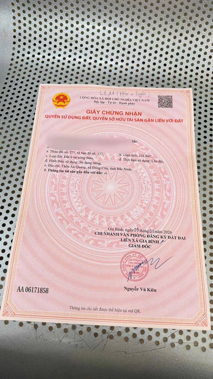 Đất nền Gia Bình, Bắc Ninh 121m² - Gần chợ Núi, sổ đỏ sẵn sàng