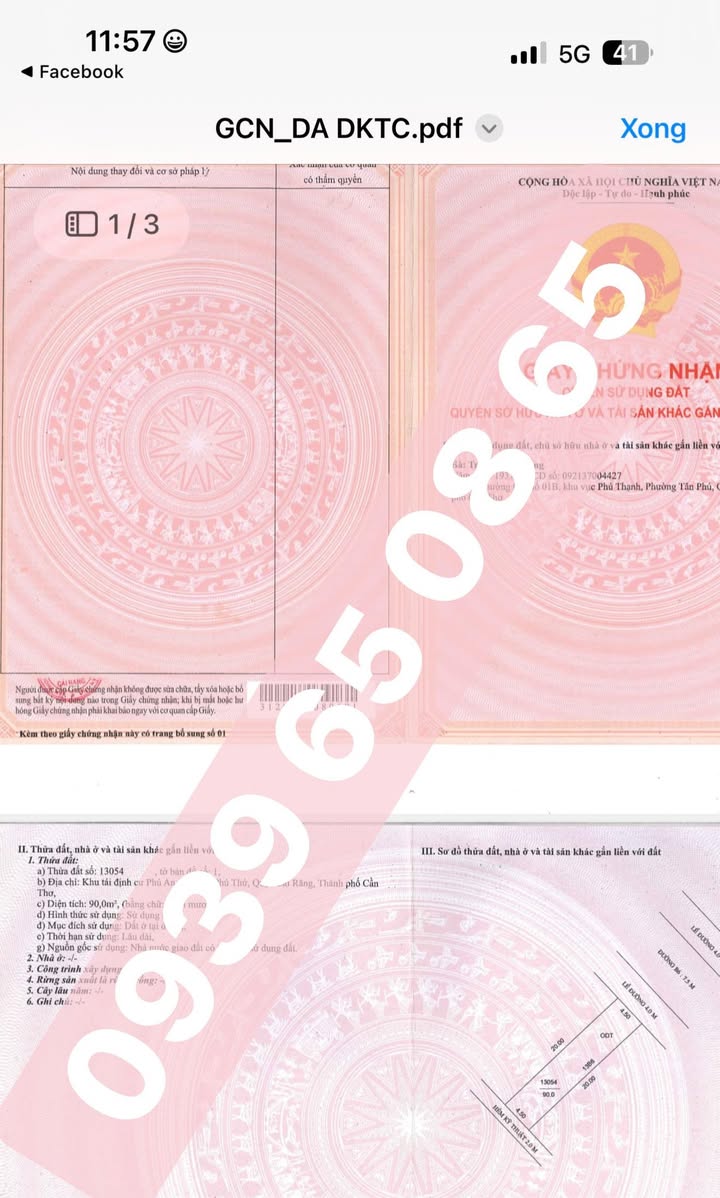 Đất nền KDC Phú An Cái Răng 90m² - Sổ đỏ chính chủ!