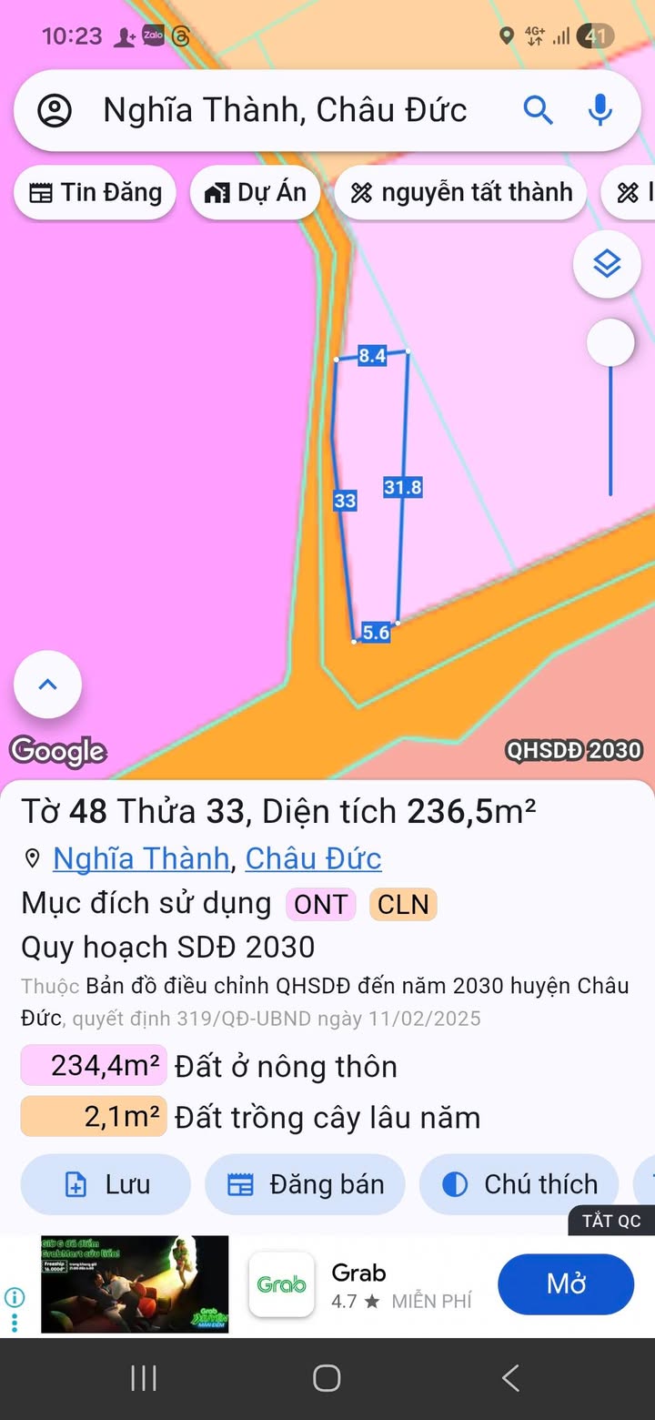 Đất nền Nghĩa Thành Châu Đức 237m² 1.95 tỷ - Xây dựng tự do!