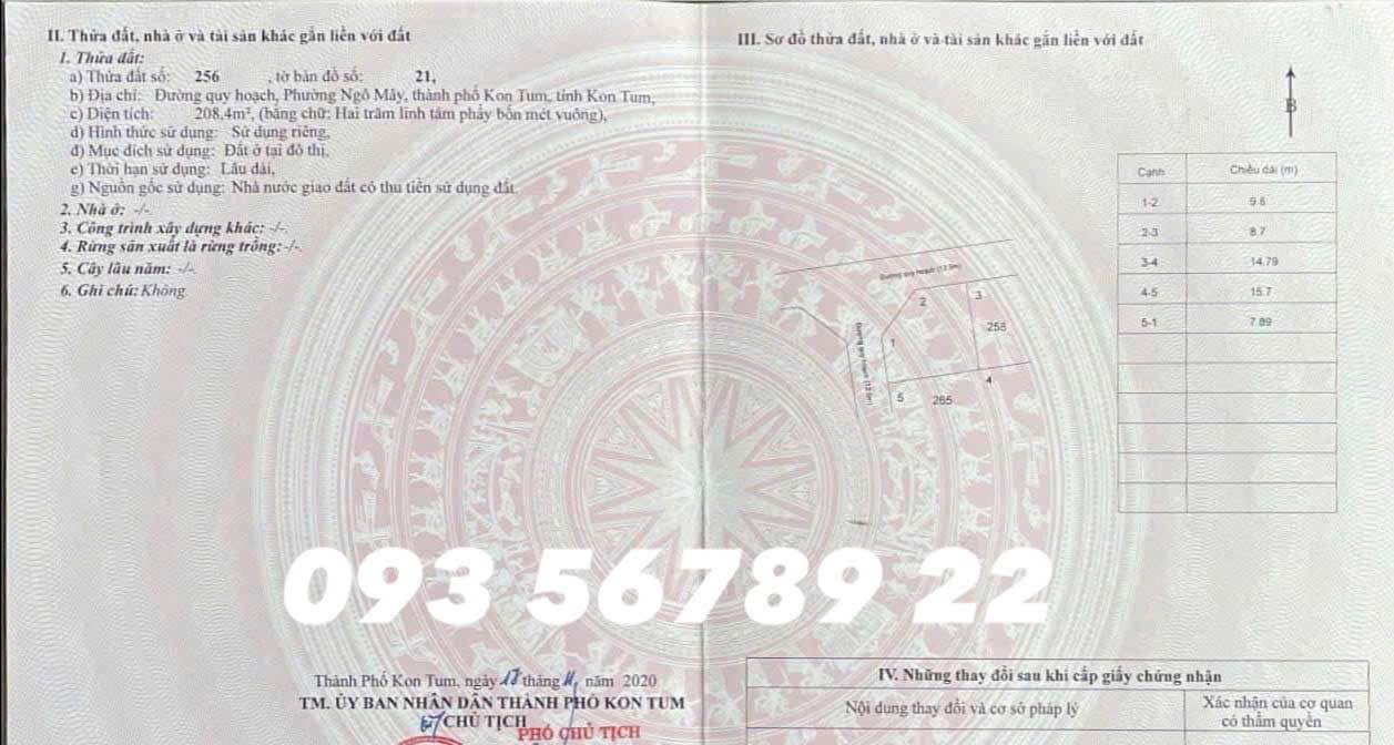 Đất Nền Kon Tum - Góc 2 Mặt Tiền Kinh Doanh Ngô Mây 208m² - Sổ Đỏ Sẵn Sàng