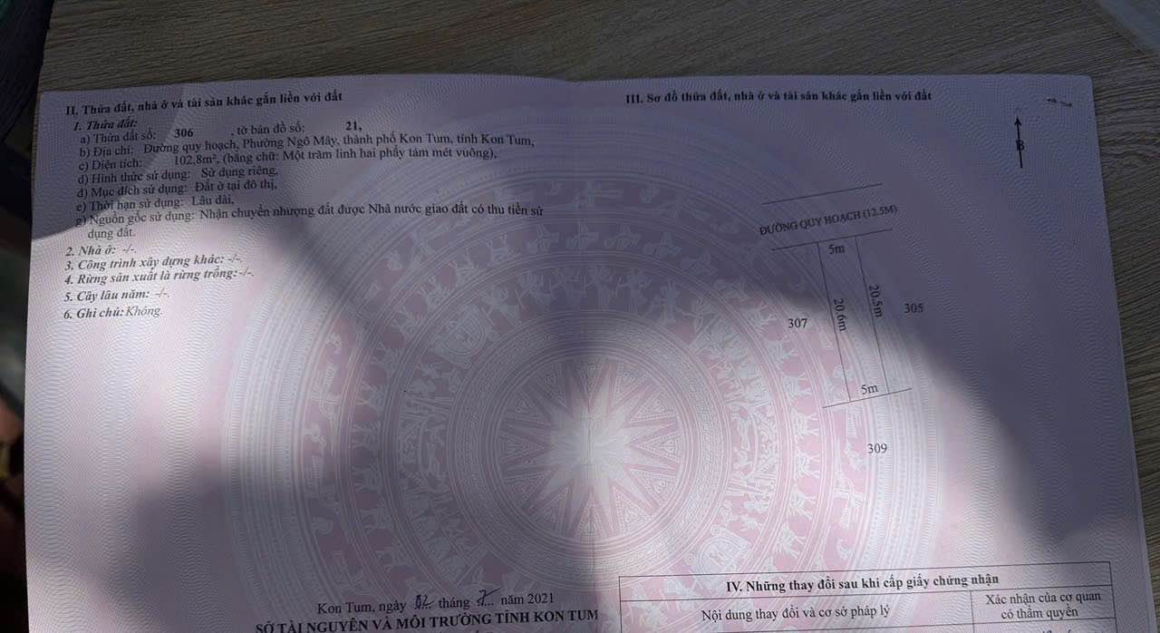 Đất nền 100m² Phường Ngô Mây, TP Kon Tum - Đất thổ cư 100%