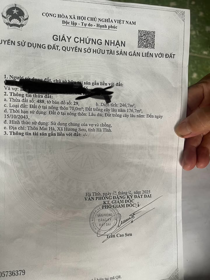 Đất nền Hương Sơn, Hà Tĩnh - 237m² mặt đường Lê Minh Hương, giá tốt