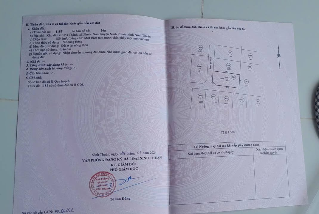 Bán đất tái định cư Ninh Phước 189m² giá 640 triệu - Sổ đỏ chính chủ