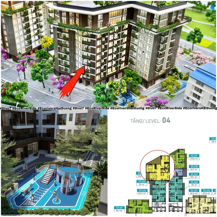 Căn hộ EcoRiverside Hải Dương 70.8m² - Căn góc view hồ cực đẹp!