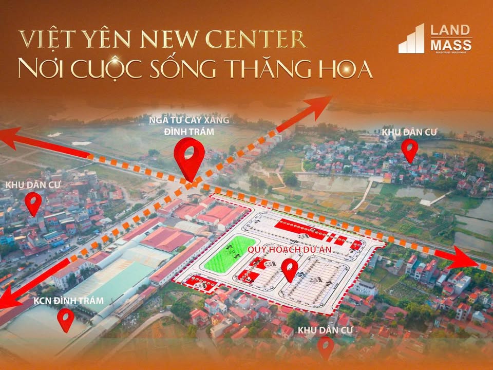 Đất nền Khu Dân Cư Số 6 Việt Yên - 95m² Hướng Công Viên Giá 3.x Tỷ