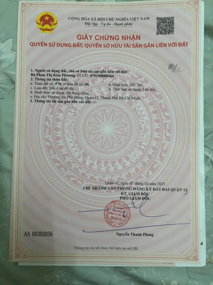 Đất Nền An Phú Đông Q12 - 107m² Sổ Hồng Chính Chủ - 6.5 Tỷ