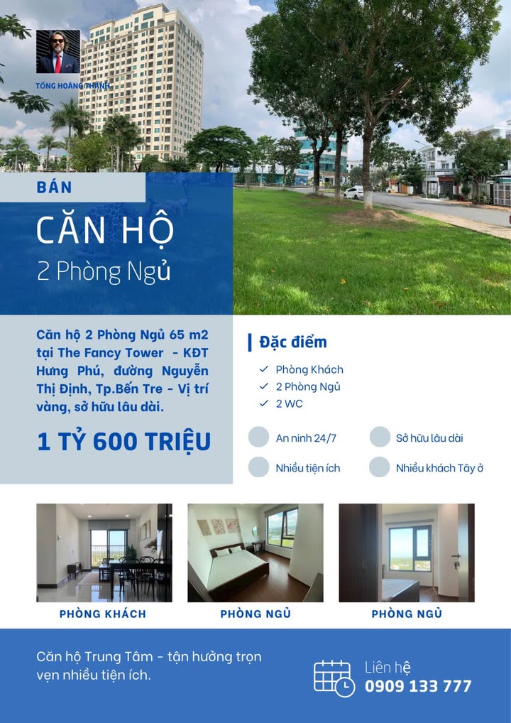 Căn hộ The Fancy Tower Phú Tân 65m² 1,6 tỷ - Bàn giao ngay