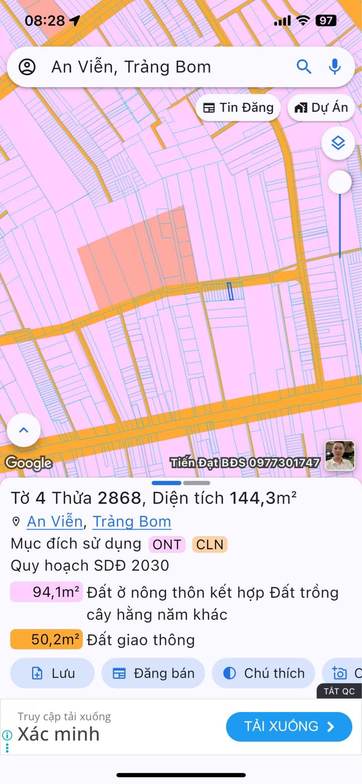 Đất nền An Viễn 145m² giá thỏa thuận - Sổ đỏ riêng, đường nhựa vỉa hè xanh mát