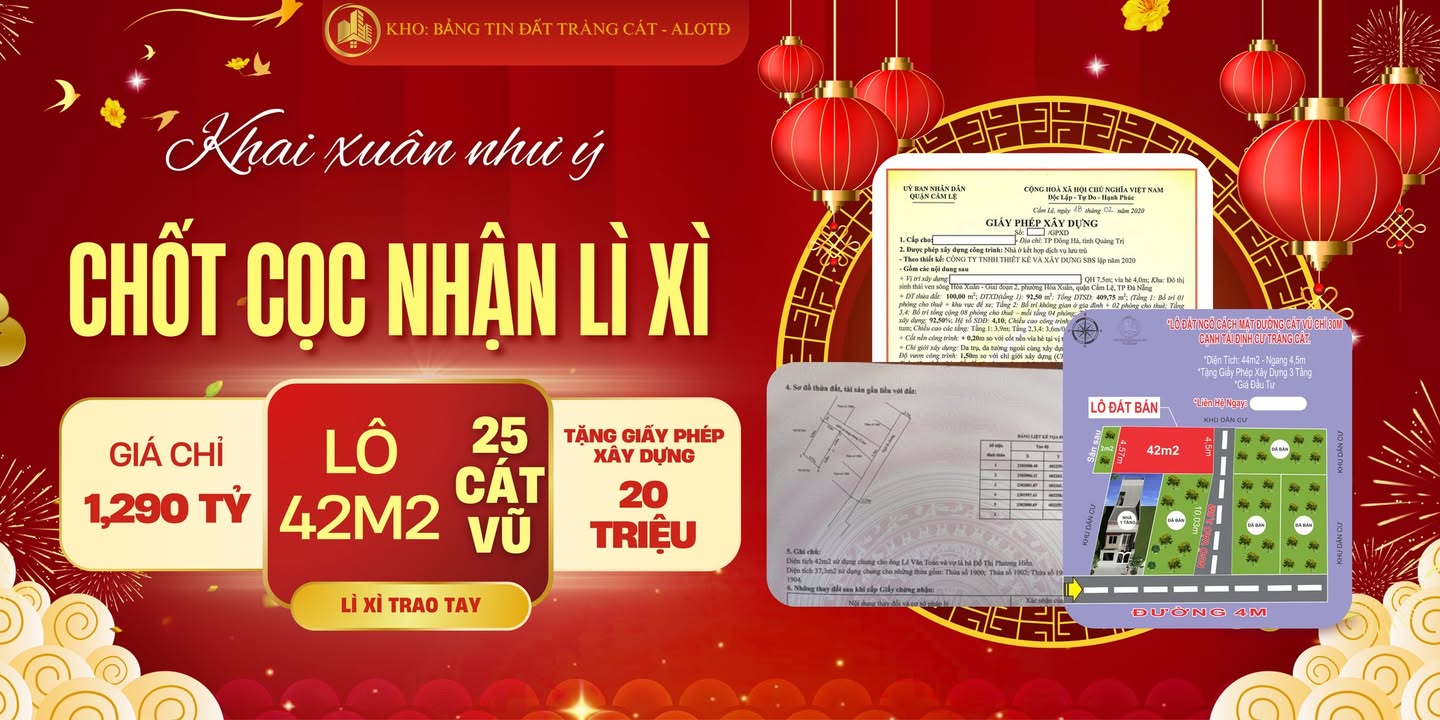 Đất nền Cát Vũ, Cát Hải 42m² - Xây dựng tự do, tặng GPXD!