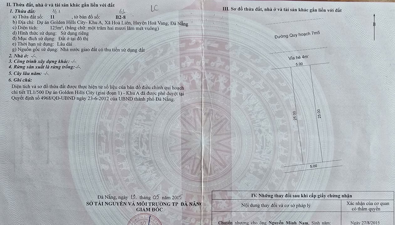 Đất nền Golden Hills Liên Chiểu 125m² - Sổ đỏ chính chủ, đầu tư sinh lời!