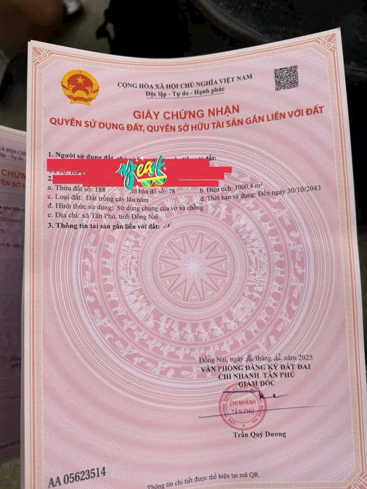 Đất Vườn Tân Phú, Đồng Nai 1.000m² – Sổ đỏ sẵn sàng!
