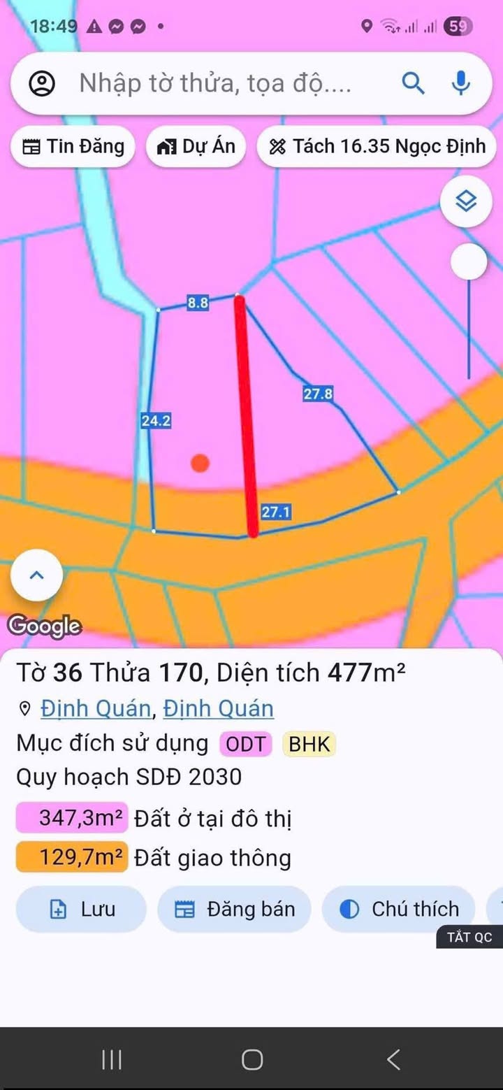 Đất nền Thị trấn Định Quán 211m² - Sổ đỏ chính chủ!