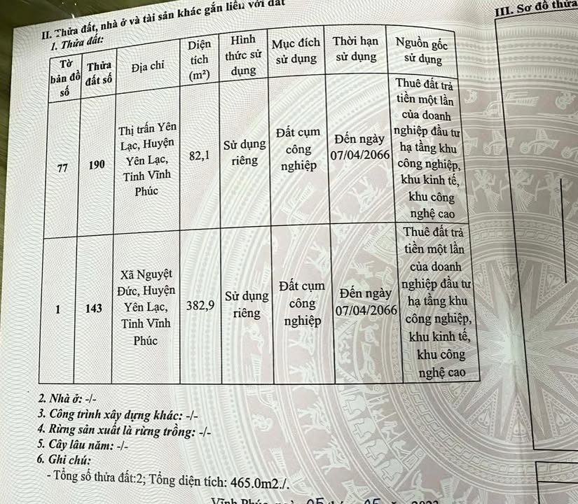 Đất nền Yên Lạc, Vĩnh Phúc 465m² - Pháp lý rõ ràng, đầu tư sinh lời!